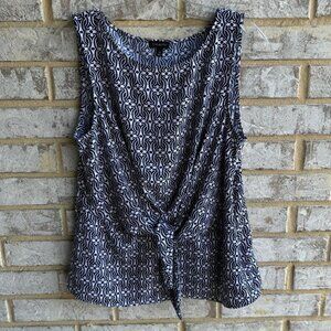 Talbots Peplum Front Tie Sleeveless Side Zip Blouse Women's Size M.